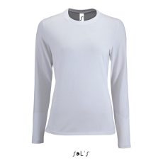 SOL'S IMPERIAL Női hosszú ujjú környakas pamut póló SO02075, White-M