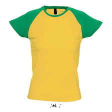 SOL&#039;S MILKY raglános kétszínű Nöi rövid ujjú póló SO11195, Gold/Kelly Green-2XL női póló