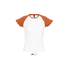 SOL'S MILKY raglános kétszínű Nöi rövid ujjú póló SO11195, White/Orange-S