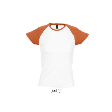 SOL&#039;S MILKY raglános kétszínű Nöi rövid ujjú póló SO11195, White/Orange-XL női póló