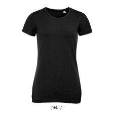 SOL&#039;S MILLENIUM Női kereknyakú rövid ujjú sztreccs póló SO02946, Deep Black-XL női póló