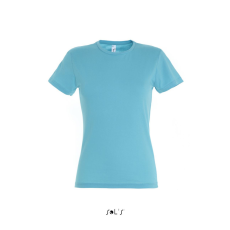 SOL'S MISS Női kereknyakú rövid ujjú pamut póló SO11386, Atoll Blue-M