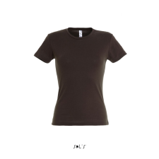 SOL&#039;S MISS Női kereknyakú rövid ujjú pamut póló SO11386, Chocolate-XL női póló