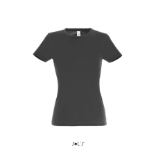 SOL&#039;S MISS Női kereknyakú rövid ujjú pamut póló SO11386, Dark Grey-XL női póló