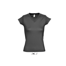 SOL&#039;S MOON Női V-nyakú rövid ujjú pamut póló SO11388, Dark Grey-XL női póló