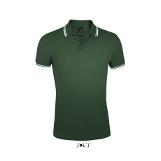 SOL'S PASADENA férfi galléros póló kontrasztos csíkokkal SO00577, Forest Green/White-2XL