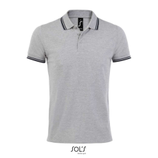 SOL'S PASADENA férfi galléros póló kontrasztos csíkokkal SO00577, Grey/Navy-3XL