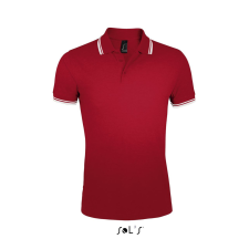 SOL'S PASADENA férfi galléros póló kontrasztos csíkokkal SO00577, Red/White-2XL férfi póló