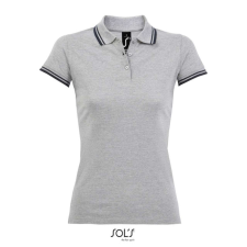 SOL'S PASADENA Női galléros póló kontrasztos csíkokkal SO00578, Grey/Navy-L női póló