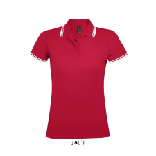 SOL'S PASADENA Női galléros póló kontrasztos csíkokkal SO00578, Red/White-XL női póló