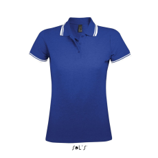 SOL'S PASADENA Női galléros póló kontrasztos csíkokkal SO00578, Royal Blue/White-L