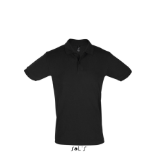 SOL'S PERFECT két gombos férfi rövid ujjú galléros piké pamut póló SO11346, Black-S