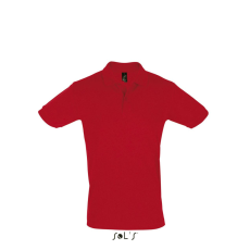 SOL'S PERFECT két gombos férfi rövid ujjú galléros piké pamut póló SO11346, Red-S