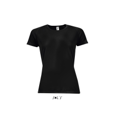 SOL'S raglános Női rövid ujjú sport póló SO01159, Black-L