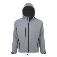 SOL&#039;S REPLAY kapucnis cipzáras férfi softshell dzseki SO46602, Grey Melange-2XL férfi kabát, dzseki