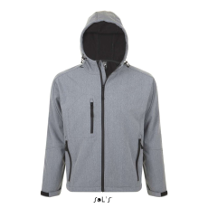 SOL'S REPLAY kapucnis cipzáras férfi softshell dzseki SO46602, Grey Melange-3XL