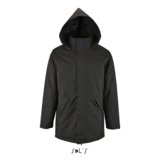 SOL&#039;S ROBYN steppelt bélésű unisex kabát, gallérba rejthető kapucnival SO02109, Black-XL férfi kabát, dzseki