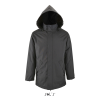 SOL'S ROBYN steppelt bélésű unisex kabát, gallérba rejthető kapucnival SO02109, Charcoal Grey-M