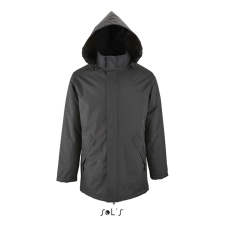 SOL&#039;S ROBYN steppelt bélésű unisex kabát, gallérba rejthető kapucnival SO02109, Charcoal Grey-M férfi kabát, dzseki