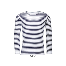 SOL'S SO01402 SOL'S MARINE HOSSZÚ UJJÚ CSÍKOS PÓLÓ, White/Navy - XL