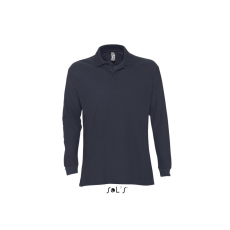 SOL'S STAR hosszú ujjú férfi galléros pamut póló SO11328, Navy-2XL