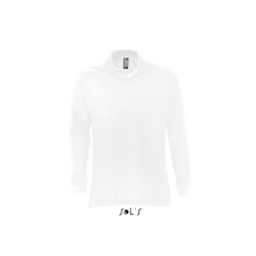 SOL'S STAR hosszú ujjú férfi galléros pamut póló SO11328, White-S