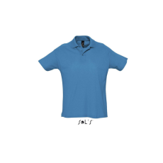 SOL'S SUMMER II rövid ujjú férfi galléros piké pamut póló SO11342, Aqua-2XL