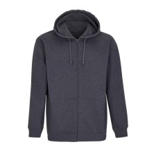 SOL'S uniex kapucnis cipzáras pulóver SO03812, Charcoal Melange-XS férfi pulóver, kardigán