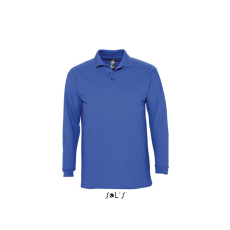 SOL'S WINTER II hosszú ujjú három gombos férfi galléros piké pamut póló SO11353, Royal Blue-L