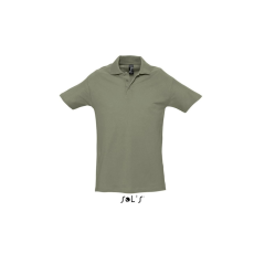 SOL'S WINTER II rövid ujjú három gombos férfi galléros pamut piké póló SO11362, Khaki-XL