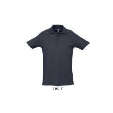 SOL'S WINTER II rövid ujjú három gombos férfi galléros pamut piké póló SO11362, Navy-3XL