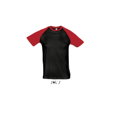 SOL'S Funky - férfi 2 színű raglán ujjú póló (fekete/piros, XL)