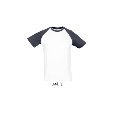 SOL'S Funky - férfi 2 színű raglán ujjú póló (white/royal blue, M)