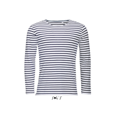 SOL'S Marine Men - hosszú ujjú csíkos póló (white/navy, M)