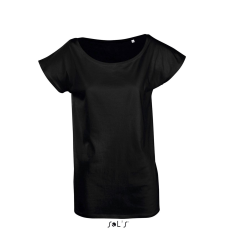 SOL'S Marylin - női rövid ujjú hosszú kimonó póló (deep black, S)