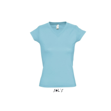 SOL'S Moon - női v-nyakú póló (atoll blue, 2XL) munkaruha