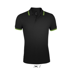 SOL'S Pasadena Men - galléros póló (black/lime, L)