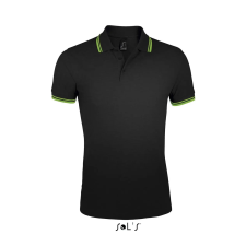 SOL'S Pasadena Men - galléros póló (black/lime, M) munkaruha
