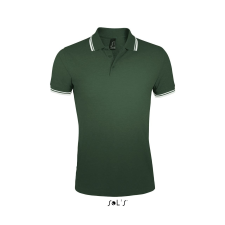 SOL'S Pasadena Men - galléros póló (forest green/white, L) munkaruha