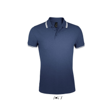 SOL'S Pasadena Men - galléros póló (french navy/neon orange, L) munkaruha