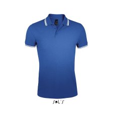 SOL'S Pasadena Men - galléros póló (royal blue/white, S) munkaruha
