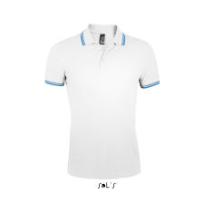 SOL'S Pasadena Men - galléros póló (white/navy, 2XL) munkaruha