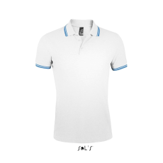 SOL'S Pasadena Men - galléros póló (white/navy, L)