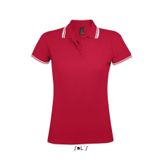 SOL'S Pasadena Women - galléros póló (piros/fehér, 2XL)