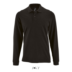 SOL'S Perfect LSL Men - hosszú ujjú piké galléros póló (black, 3XL)