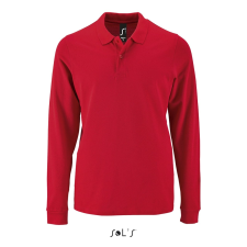 SOL'S Perfect LSL Men - hosszú ujjú piké galléros póló (red, L) munkaruha