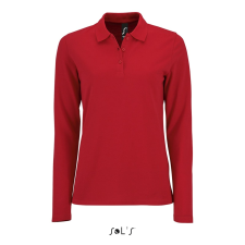 SOL'S Perfect LSL Women - hosszú ujjú piké galléros póló (red, 2XL) munkaruha