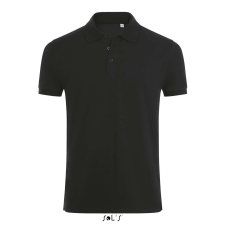 SOL'S Phoenix Men - gyapjú-elasztán galléros póló (black, L) munkaruha