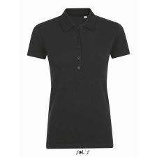 SOL'S Phoenix Women - gyapjú-elasztán galléros póló (black, XL) munkaruha