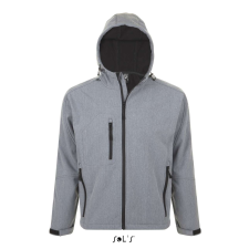 SOL'S Replay Men - kapucnis softshell dzseki (grey melange, XL) munkaruha